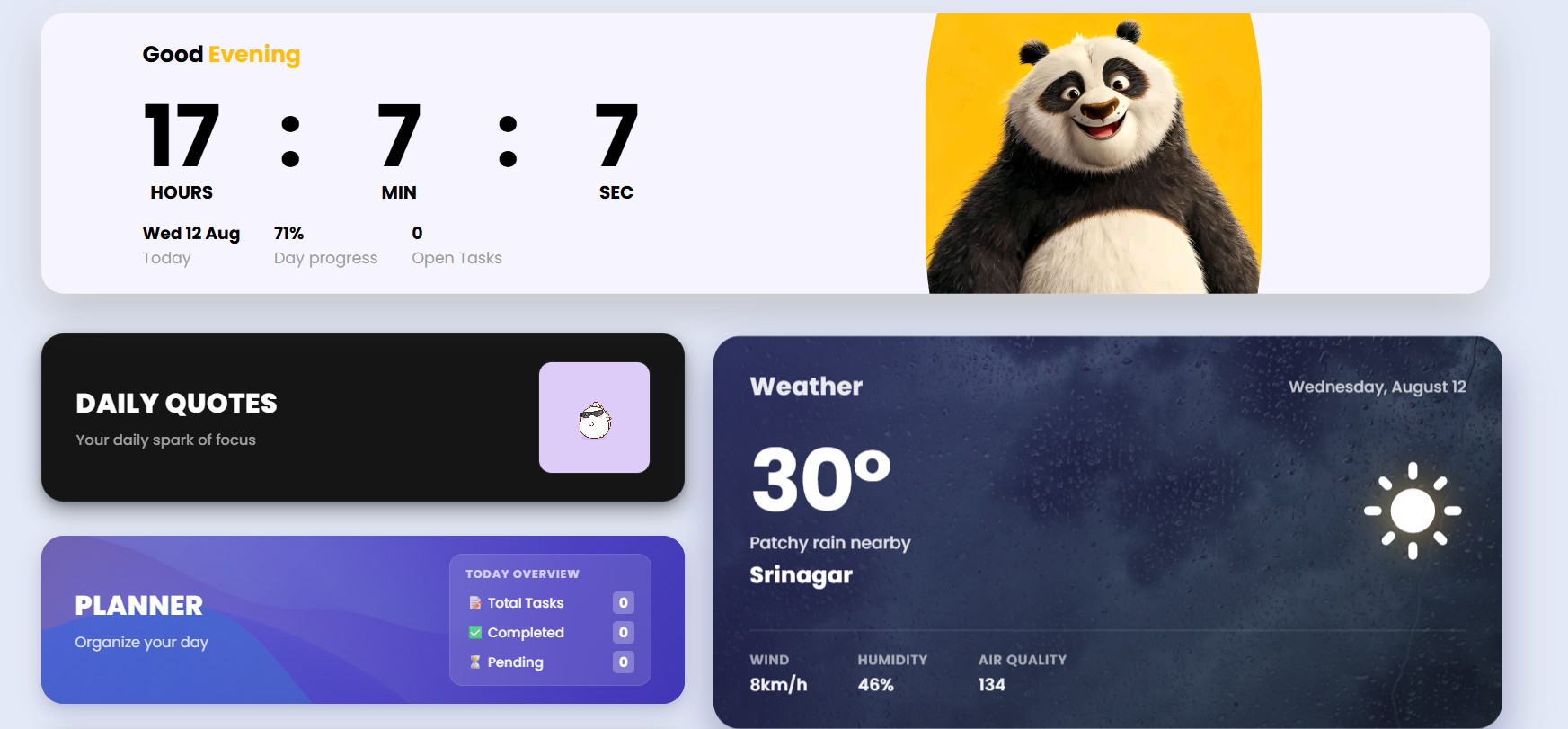 Dashboard project screenshot